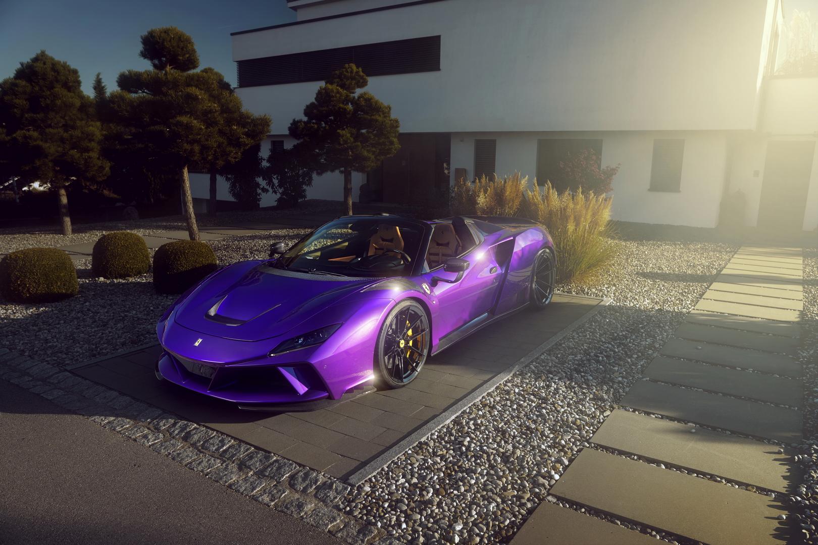 800hp Purple Ferrari F8 Spider Looks Mighty in N-Largo Widebody Kit