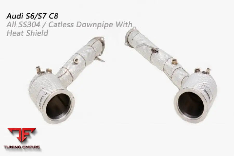 Audi S6/S7 C8 All Ss304 Catless Downpipe With Heat Shield Exhaust System