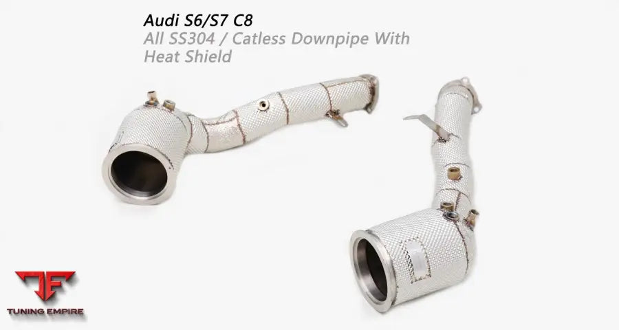 Audi S6/S7 C8 All Ss304 Catless Downpipe With Heat Shield Exhaust System