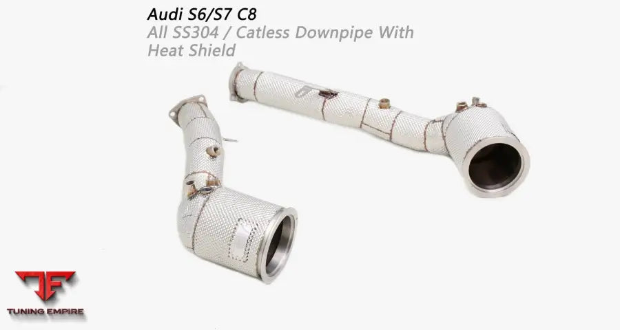 Audi S6/S7 C8 All Ss304 Catless Downpipe With Heat Shield Exhaust System