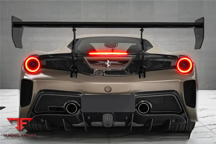 FERRARI 488 GTB CHALLENGE EVO MODENA STYLE REAR BUMPER WITH DECK LID WING & DIFFUSER & WING BSD