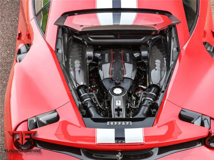 FERRARI 488 GTB & PISTA & F8 DRY CARBON FIBER ENGINE BAY PANELS WITH HEAT PROTECTION BSD