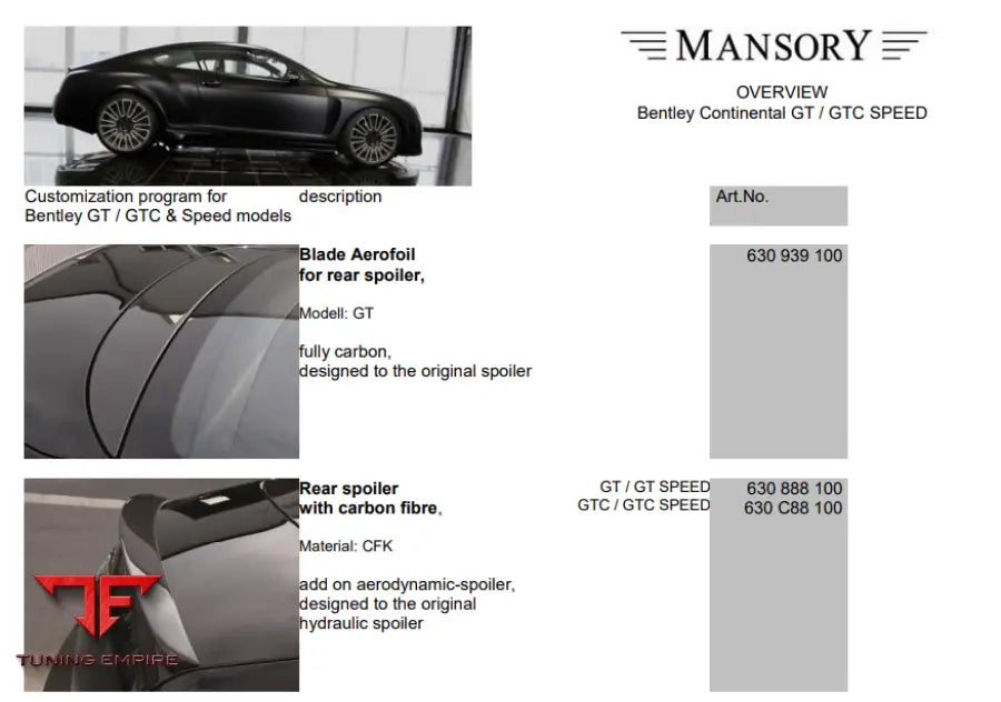 Mansory Bentley Continental Gt / Gtc Speed &