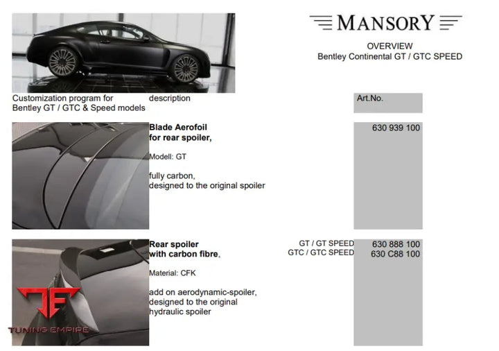 Mansory Bentley Continental Gt / Gtc Speed &