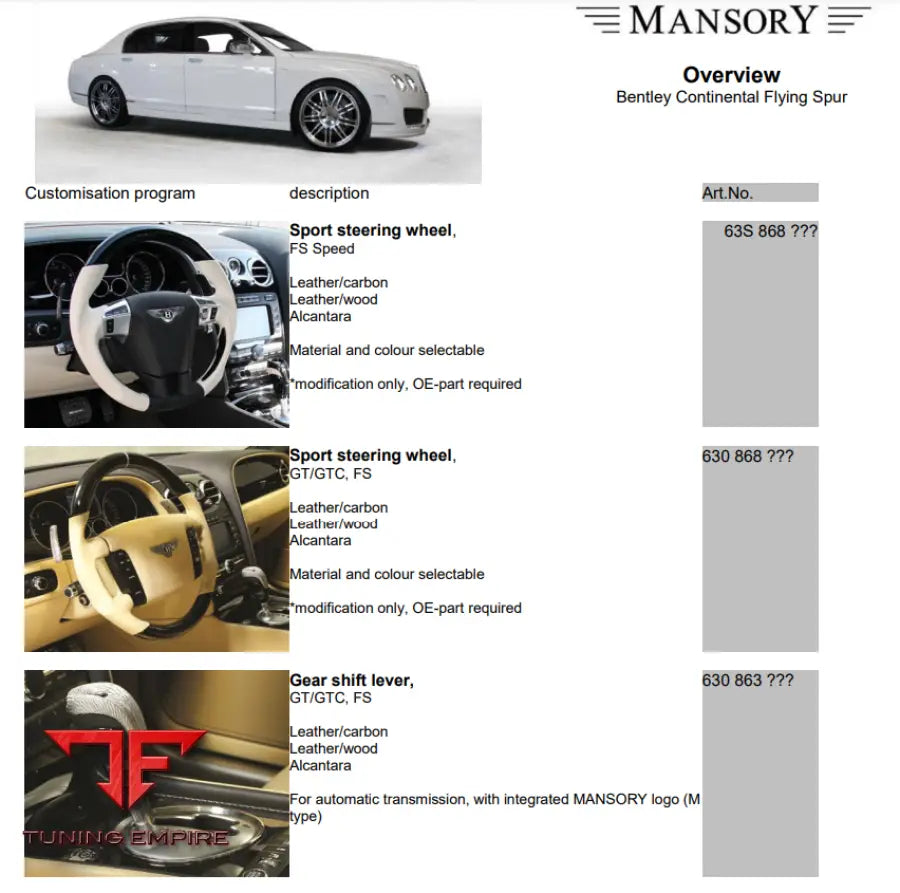 Mansory Bentley Continental Flyin Spur & Fs Speed