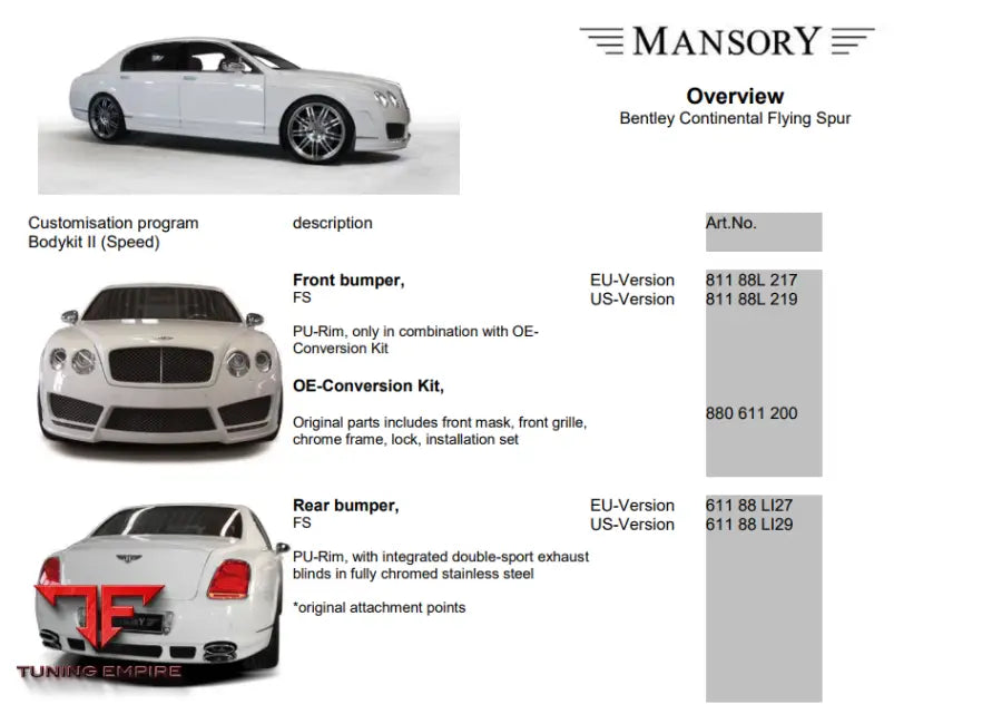 Mansory Bentley Continental Flyin Spur & Fs Speed