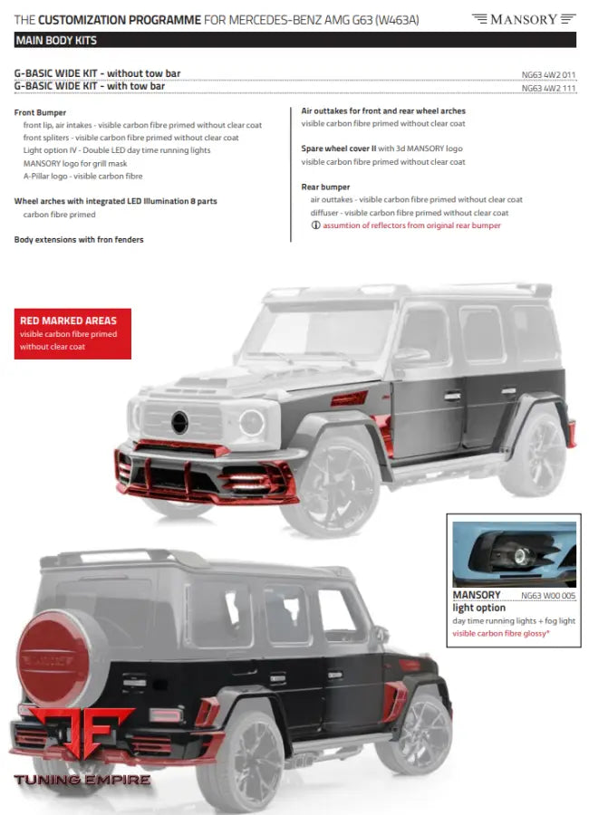 Mansory Mercedes-Benz Amg G63 (W463A) Add On Parts