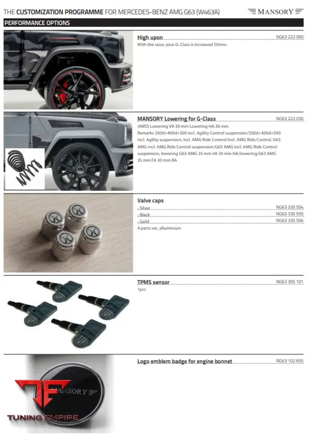 Mansory Mercedes-Benz Amg G63 (W463A) Add On Parts