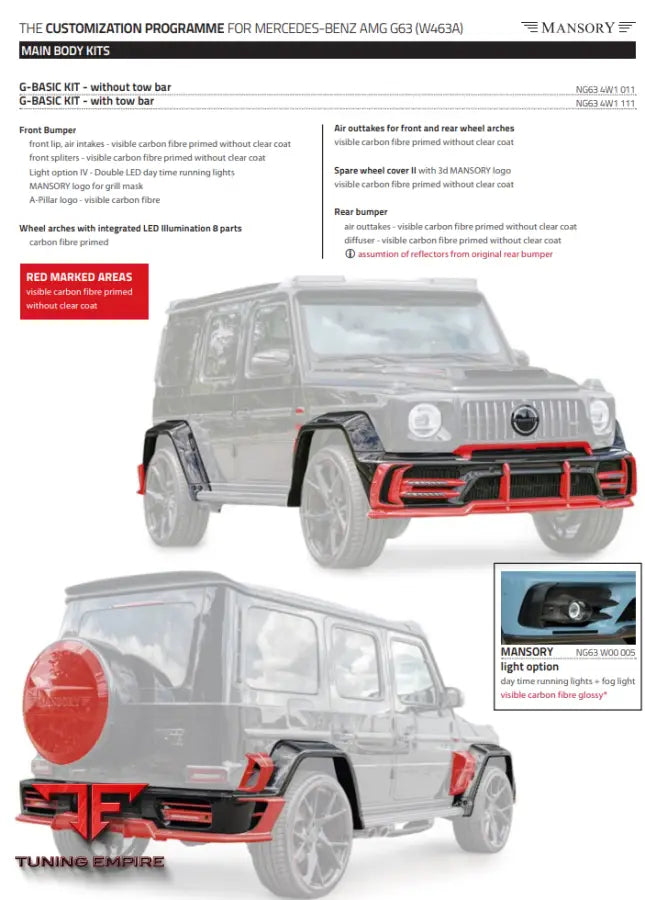 Mansory Mercedes-Benz Amg G63 (W463A) Add On Parts