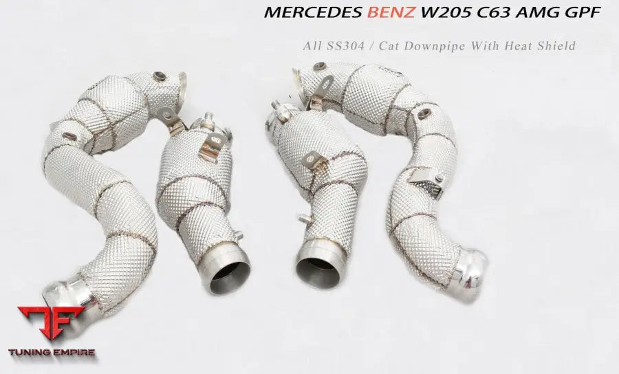 Mercedes Benz C Class Amg C63 W205 All Ss304 Cat Downpipe With Heat Shield Exhaust System