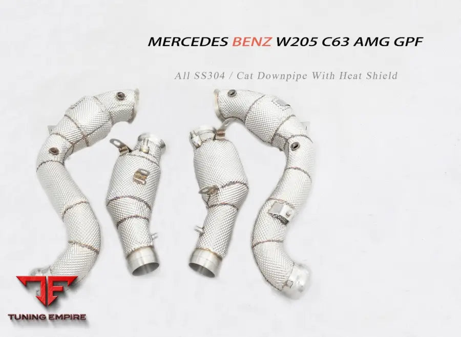 Mercedes Benz C Class Amg C63 W205 All Ss304 Cat Downpipe With Heat Shield Exhaust System