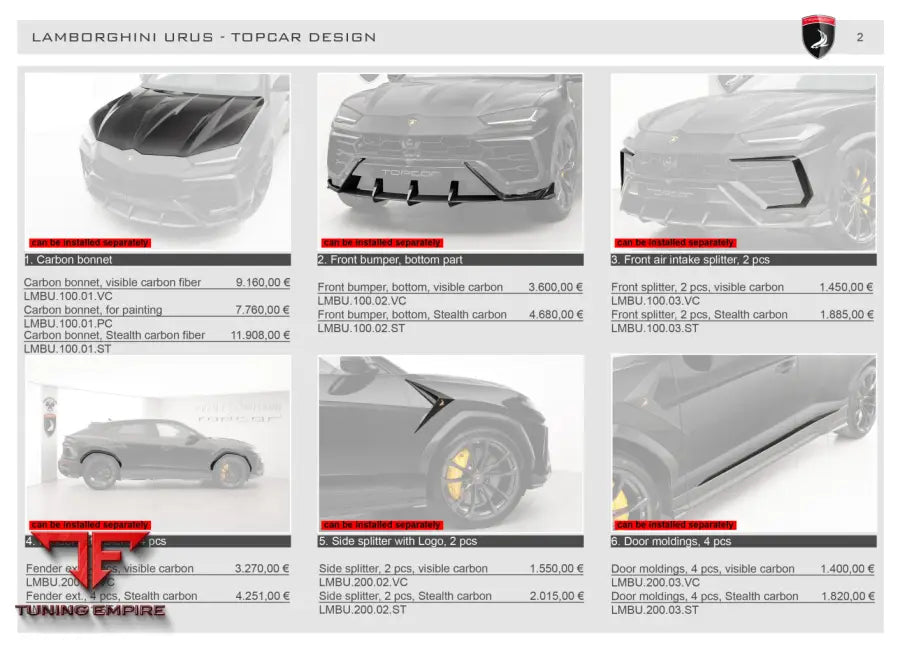 Top Car Lamborghini Urus - Body Kit