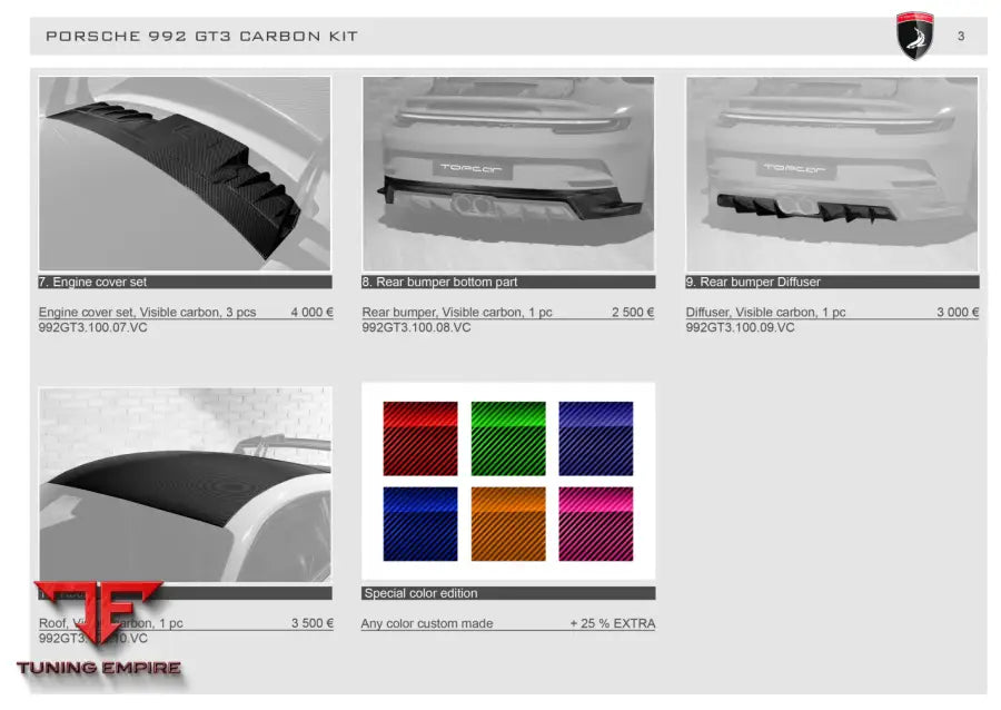 Top Car Porsche 992 Gt3 - Carbon Kit