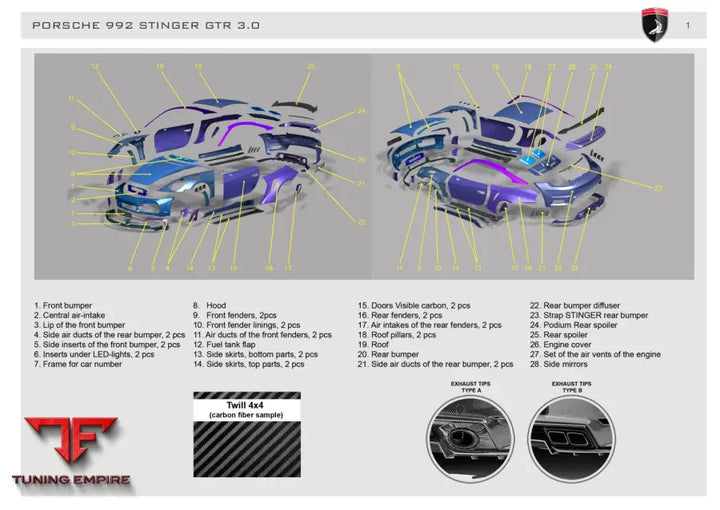 Top Car Porsche 992 Stinger Gtr 3.0 - Body Kit